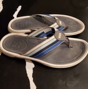 Helly Hansen Men's Striped Gray and Blue Sandals, Thong Style Sz.10
